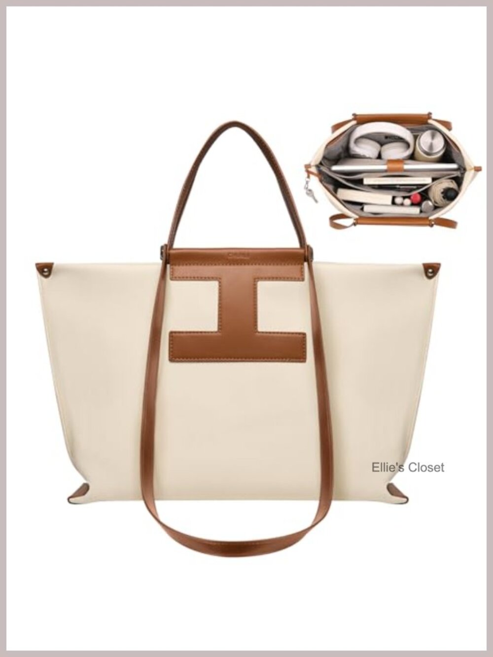 Canvas-Textured PU Leather Laptop Tote for Women, Lightweight Work Bag,
